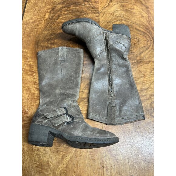 Born Women’s 6 Magda Tall Distressed Buckle Riding Boots Barnwood Brown - Picture 7 of 10